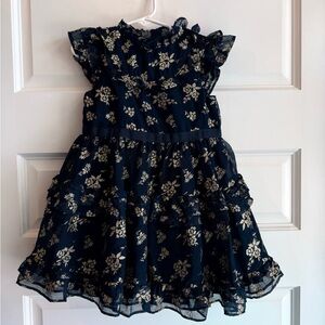 Janie and Jack Navy and Gold Floral Dress